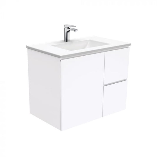 Fienza 750mm Vanessa Top With Fingerpull Cabinet Wall Hung - Gloss White