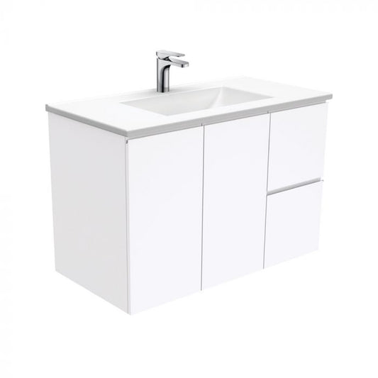 Fienza 900mm Vanessa Top With Fingerpull Cabinet Wall Hung - Gloss White