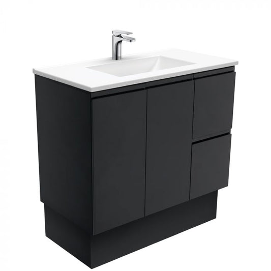 Fienza 900mm Vanessa Top With Fingerpull Cabinet Kickboard - Satin Black