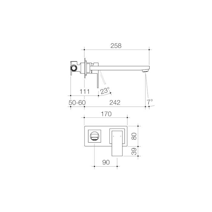 Caroma Quatro Wall Bath Combination Mixer